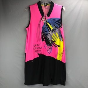 Jamie Sadock Golf Casual Sleeveless Dress & Shorts Size Large Black Pink Yellow